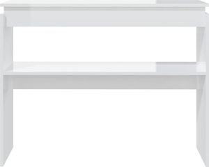 vidaXL Stolik konsolowy, biały, wysoki połysk, 102x30x80 cm, płyta 4