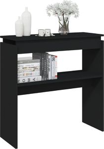 vidaXL Stolik konsolowy, czarny, wysoki połysk, 80x30x80 cm, płyta 3