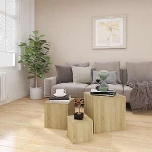 vidaXL Stoliki boczne, 3 szt., dąb sonoma, płyta wiórowa 3