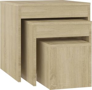 vidaXL Stoliki wsuwane pod siebie, 3 szt., dąb sonoma, płyta wiórowa 2