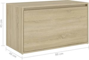 vidaXL Ławka do przedpokoju, 80x40x45 cm, dąb sonoma, płyta wiórowa 8