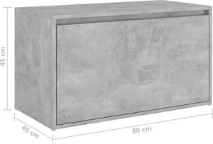 vidaXL Ławka do przedpokoju, 80x40x45cm, szarość betonu, płyta wiórowa 8