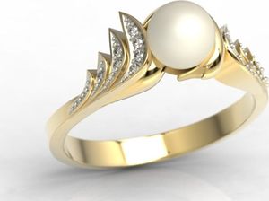 WĘC - Twój Jubiler Pierścionek z żółtego złota z perłą i diamentami JP-94Z-R 16 / UE- 56 1