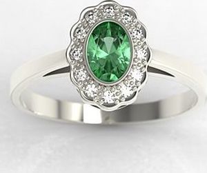 WĘC - Twój Jubiler Pierścionek z białego złota ze szmaragdami diamentami LP-79B 11 / UE- 51 2