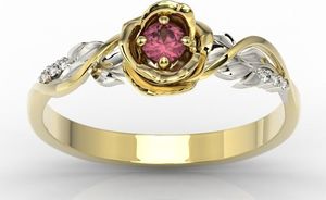 WĘC - Twój Jubiler Pierścionek złoty w kształcie róży z rubinem i cyrkoniami LP-7715ZB-C/RUB 11 / UE- 51 1
