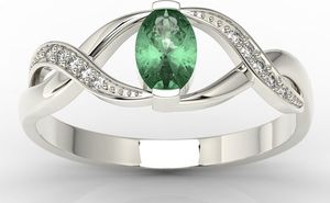WĘC - Twój Jubiler Pierścionek z białego złota ze szmaragdem i brylantami AP-69B 16 / UE- 56 2
