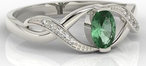 WĘC - Twój Jubiler Pierścionek z białego złota ze szmaragdem i brylantami AP-69B 16 / UE- 56 4