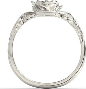 WĘC - Twój Jubiler Pierścionek z białego złota w kształcie róży z rubinem i brylantami LP-7730B 18 / UE- 58 3