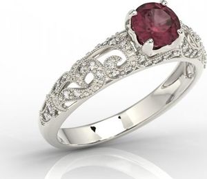 WĘC - Twój Jubiler Pierścionek zaręczynowy z białego złota z rubinem i cyrkoniami BP-50B-C 11 / UE- 51 2