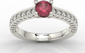 WĘC - Twój Jubiler Pierścionek z białego złota z rubinem i cyrkoniami LP-16B 17 / UE- 57 2