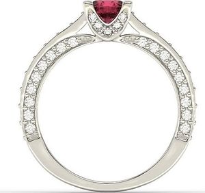 WĘC - Twój Jubiler Pierścionek z białego złota z rubinem i cyrkoniami LP-16B 17 / UE- 57 3