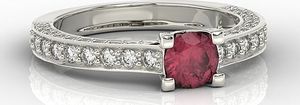 WĘC - Twój Jubiler Pierścionek z białego złota z rubinem i cyrkoniami LP-16B 17 / UE- 57 4