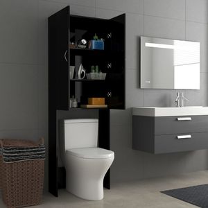 vidaXL Szafka na pralkę, czarna, wysoki połysk, 64 x 25,5 x 190 cm 5