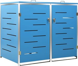 vidaXL Osłona na 2 kosze na śmieci, 138x77,5x115,5 cm, stal nierdzewna 2