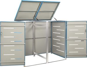 vidaXL Osłona na 2 kosze na śmieci, 138x77,5x115,5 cm, stal nierdzewna 7