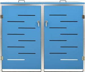 vidaXL Osłona na 2 kosze na śmieci, 138x77,5x115,5 cm, stal nierdzewna 8