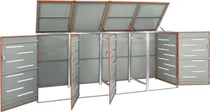 vidaXL Osłona na 4 kosze na śmieci, 276,5x77,5x115,5 cm, stalowa 6