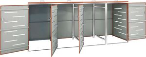 vidaXL Osłona na 4 kosze na śmieci, 276,5x77,5x115,5 cm, stalowa 7