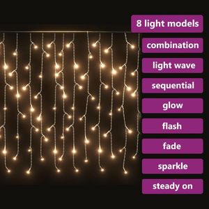 vidaXL Zasłona świetlnych sopli, 10 m, 400 diod LED, ciepła biel 5