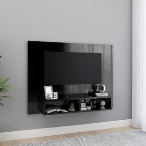 vidaXL Wisząca szafka pod TV, czarna, wysoki połysk, 120x23,5x90 cm 1