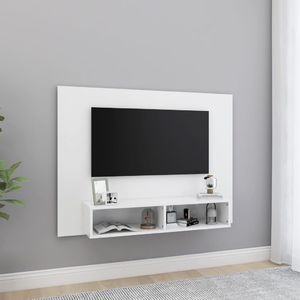 vidaXL Wisząca szafka pod TV, biała, 120 x 23,5 x 90 cm, płyta wiórowa 1