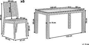Shumee Zestaw ogrodowy stół i 6 krzeseł biały FOSSANO 9