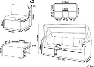 Shumee Zestaw ogrodowy rattanowy 5-osobowy z daszkiem beżowy 9