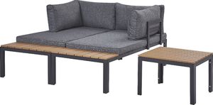 Shumee Zestaw ogrodowy 4-osobowy szary z jasnym drewnem PIENZA 4