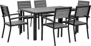 Shumee Zestaw ogrodowy stół i 6 krzeseł szary COMO 1