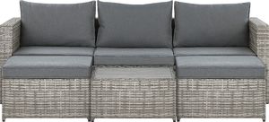 Shumee Zestaw ogrodowy rattanowy 5-osobowy szary SABBIA 7