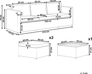 Shumee Zestaw ogrodowy rattanowy 5-osobowy szary SABBIA 8