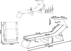 Shumee Leżak ogrodowy z daszkiem limonkowy FOLIGNO 8