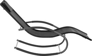 Shumee Leżak ogrodowy bujany czarny CARANO II 4