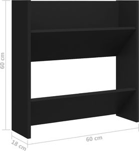 vidaXL Półki ścienne na buty, 4 szt., czarne, 60x18x60 cm, płyta 8