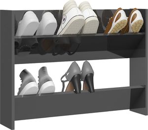 vidaXL Półka ścienna na buty, szara z połyskiem, 80x18x60 cm, płyta 3