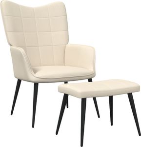 vidaXL Fotel z podnóżkiem, 62 x 68,5 x 96 cm, kremowy, obity tkaniną 1