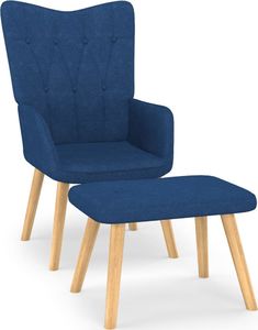 vidaXL Fotel z podnóżkiem, 62 x 68,5 x 96 cm, niebieski, obity tkaniną 1