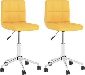 vidaXL Obrotowe krzesła stołowe, 2 szt., musztardowe, tkanina 1