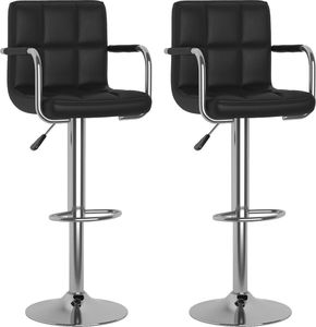 vidaXL Krzesła barowe, 2 szt., czarne, obite sztuczną skórą 1