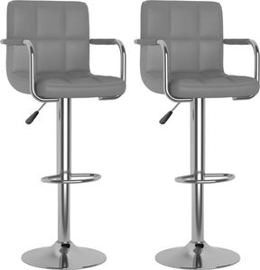 vidaXL Krzesła barowe, 2 szt., szare, obite sztuczną skórą 1
