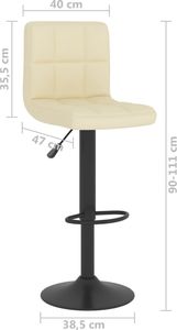 vidaXL Stołek barowy, kremowy, tkanina 8