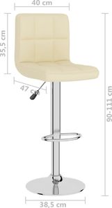 vidaXL Stołek barowy, kremowy, tkanina 8