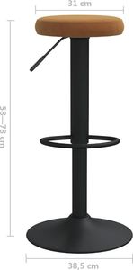 vidaXL Stołki barowe, 2 szt., brązowe, tapicerowane aksamitem 7