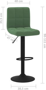 vidaXL Stołki barowe, 2 szt., ciemnozielone, obite aksamitem 8