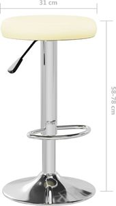 vidaXL Stołki barowe, 2 szt., kremowe, sztuczna skóra 8