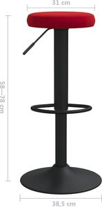 vidaXL Stołki barowe, 2 szt., winna czerwień, tapicerowane aksamitem 7