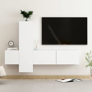 vidaXL 3-cz. zestaw szafek TV, biały, płyta wiórowa 1