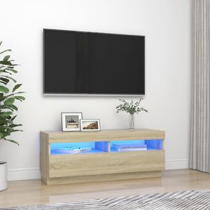 vidaXL Szafka TV z oświetleniem LED, dąb sonoma, 100x35x40 cm 1