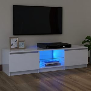 vidaXL Szafka pod TV z oświetleniem LED, biała, połysk, 120x30x35,5 cm 1