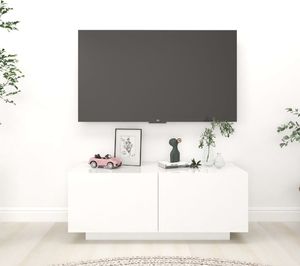 vidaXL Szafka pod TV, wysoki połysk, biała, 100x35x40 cm, płyta wiórowa 1